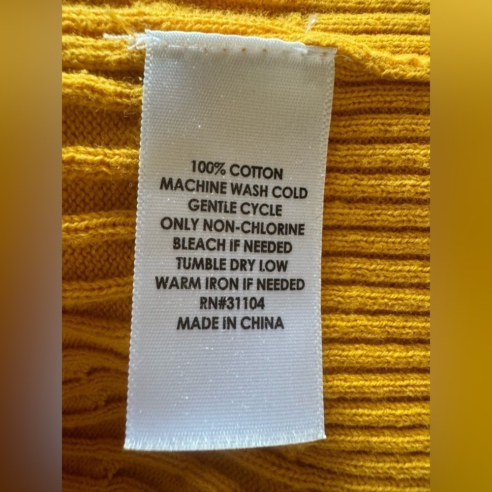 Kim Rogers Cotton Cable Knit Long Sleeve yellow Neck Mid Weight Sweater Medium - Picture 7 of 7